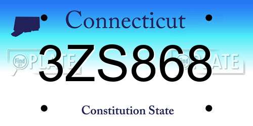 3ZS868 Connecticut License Plate