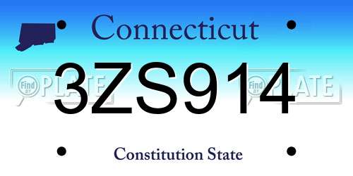 3ZS914 Connecticut License Plate