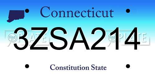 3ZSA214 Connecticut License Plate