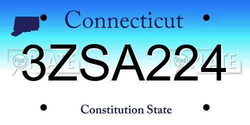 3ZSA224 Connecticut License Plate