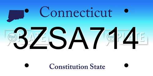 3ZSA714 Connecticut License Plate