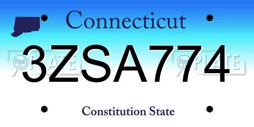 3ZSA774 Connecticut License Plate