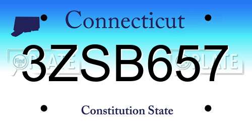 3ZSB657 Connecticut License Plate