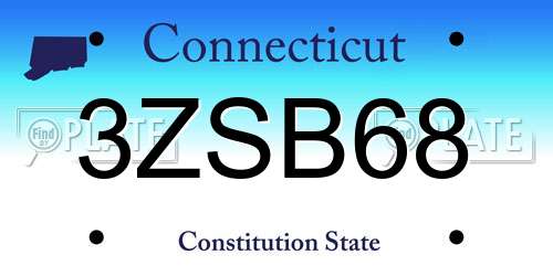 3ZSB68 Connecticut License Plate