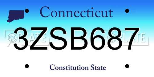 3ZSB687 Connecticut License Plate