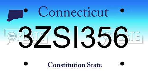 3ZSI356 Connecticut License Plate
