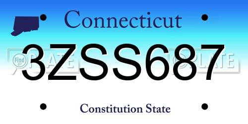 3ZSS687 Connecticut License Plate