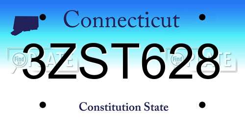 3ZST628 Connecticut License Plate
