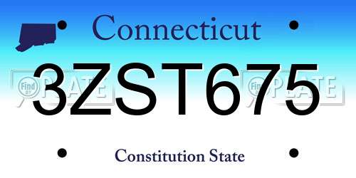 3ZST675 Connecticut License Plate