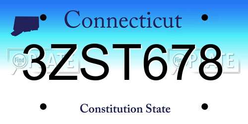 3ZST678 Connecticut License Plate