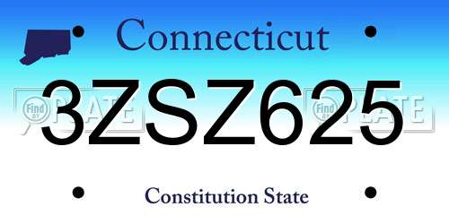 3ZSZ625 Connecticut License Plate