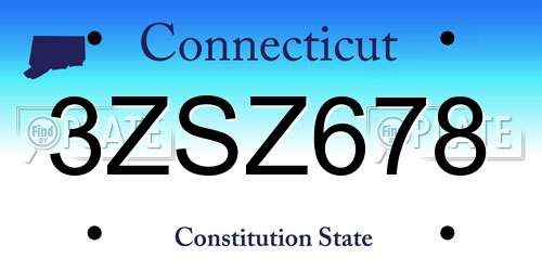 3ZSZ678 Connecticut License Plate