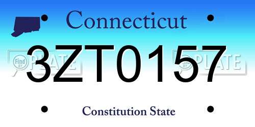 3ZT0157 Connecticut License Plate