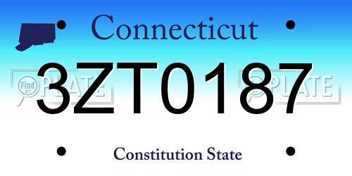 3ZT0187 Connecticut License Plate