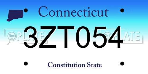 3ZT054 Connecticut License Plate