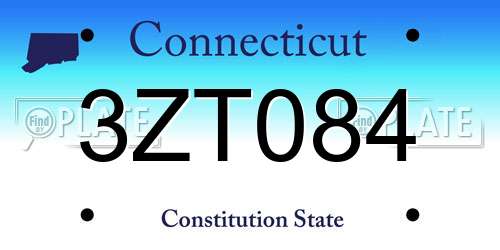 3ZT084 Connecticut License Plate
