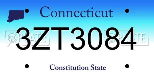 3ZT3084 Connecticut License Plate