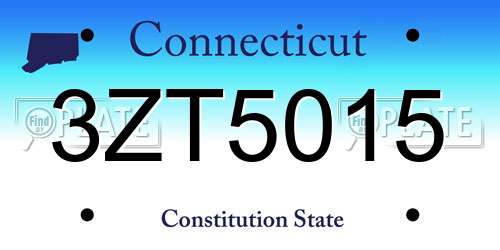 3ZT5015 Connecticut License Plate