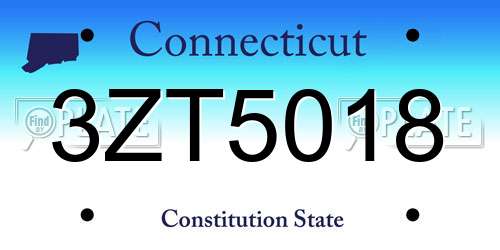 3ZT5018 Connecticut License Plate
