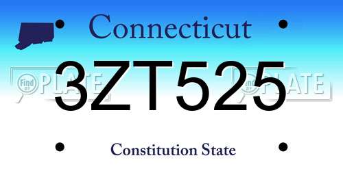 3ZT525 Connecticut License Plate