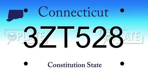 3ZT528 Connecticut License Plate