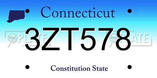 3ZT578 Connecticut License Plate