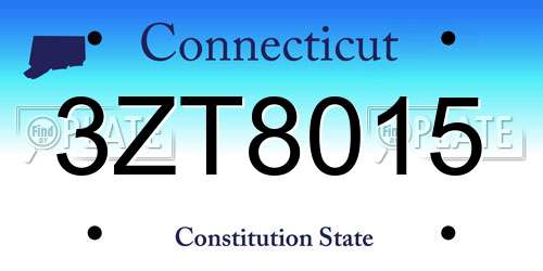 3ZT8015 Connecticut License Plate