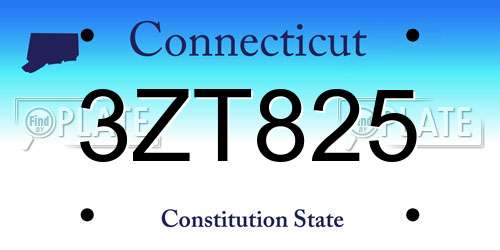 3ZT825 Connecticut License Plate
