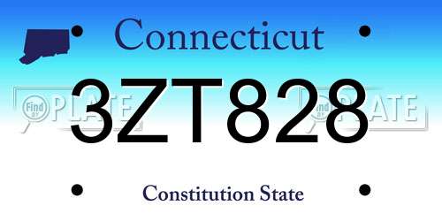 3ZT828 Connecticut License Plate