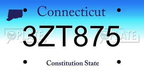 3ZT875 Connecticut License Plate