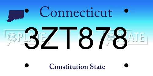 3ZT878 Connecticut License Plate