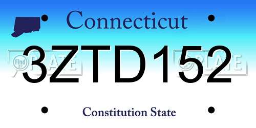3ZTD152 Connecticut License Plate