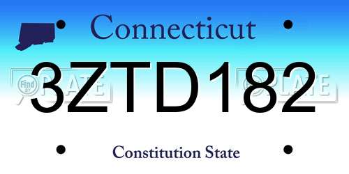 3ZTD182 Connecticut License Plate