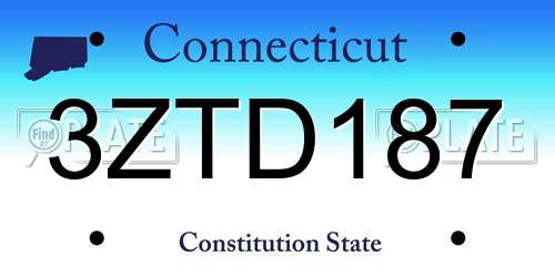 3ZTD187 Connecticut License Plate