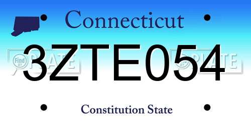 3ZTE054 Connecticut License Plate