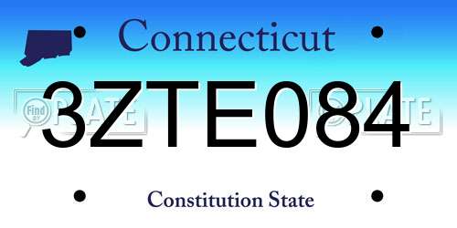 3ZTE084 Connecticut License Plate