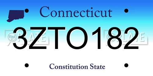 3ZTO182 Connecticut License Plate