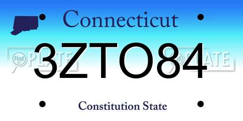 3ZTO84 Connecticut License Plate