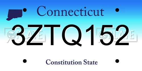 3ZTQ152 Connecticut License Plate