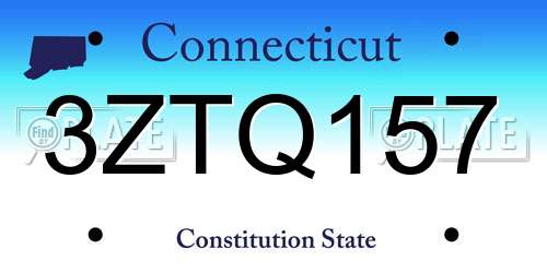 3ZTQ157 Connecticut License Plate