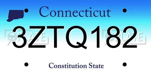 3ZTQ182 Connecticut License Plate