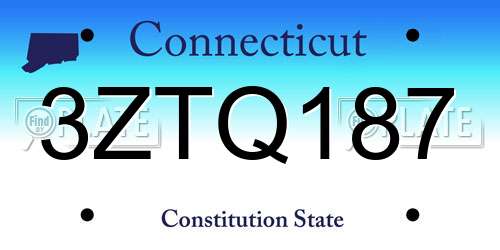 3ZTQ187 Connecticut License Plate