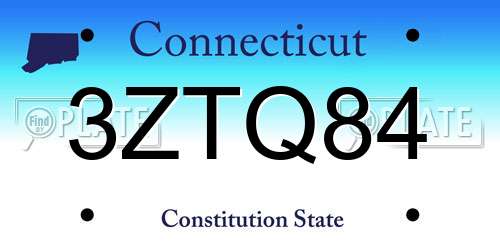 3ZTQ84 Connecticut License Plate
