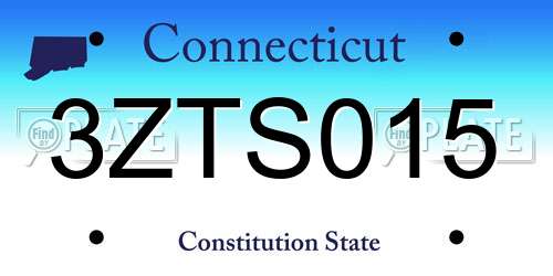 3ZTS015 Connecticut License Plate