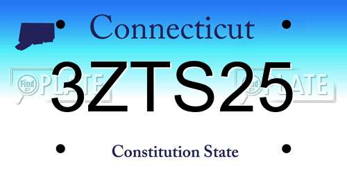 3ZTS25 Connecticut License Plate