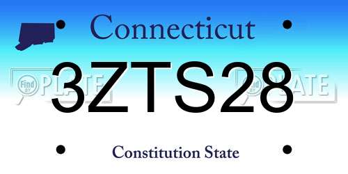3ZTS28 Connecticut License Plate