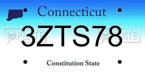 3ZTS78 Connecticut License Plate