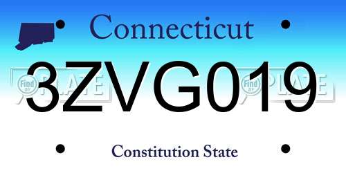 3ZVG019 Connecticut License Plate