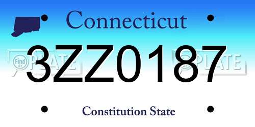 3ZZ0187 Connecticut License Plate