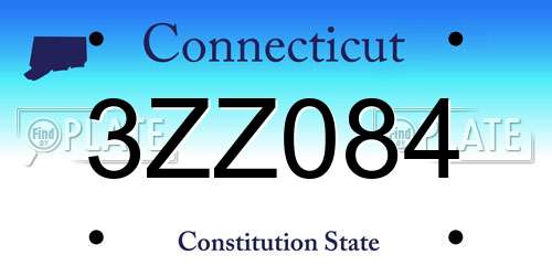 3ZZ084 Connecticut License Plate